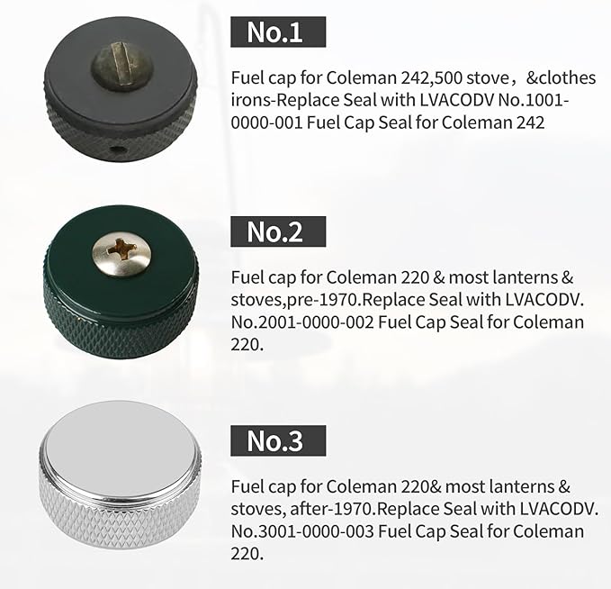 No. 1 Fuel Cap Seals fit Coleman 220 200 275 425 Camping Lantern Stove