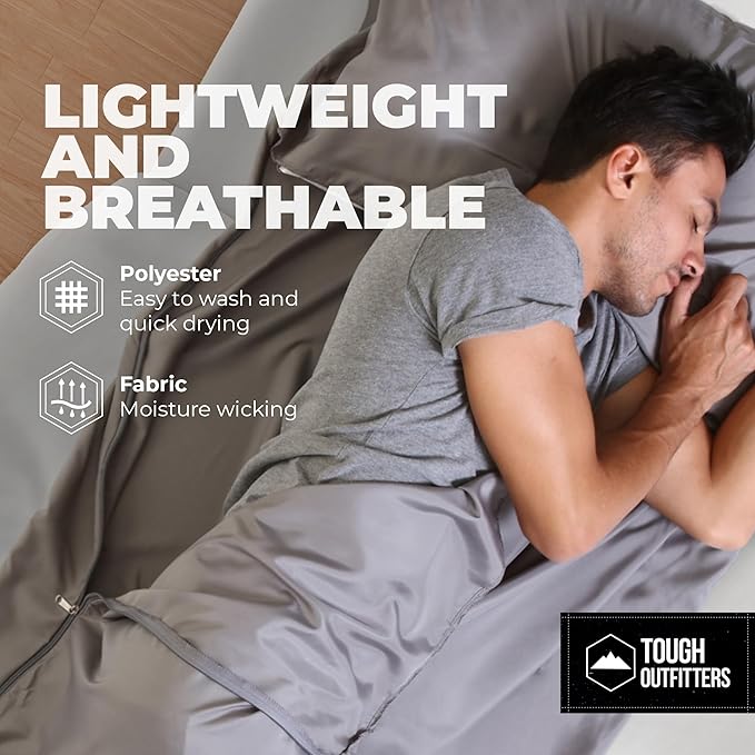 Sleeping Bag Liner - Adult Sleep Sack & Travel Sheets for Hotel - Travel Sleep Sack, Camping Sleeping Bag Liners for Cold Weather