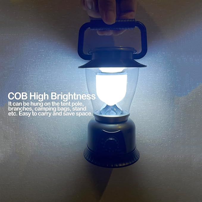 Battery Powered LED Lanterns for Emergencies | Retro LED Lantern Battery Powered Camping Light, COB High Brightness Dimmable Camping Lamp for Hiking, Fishing, Repairing and Emergency Lighting