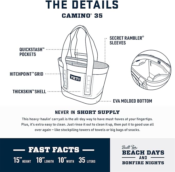 YETI Camino 35 Carryall with Internal Dividers, All-Purpose Utility, Boat and Beach Tote Bag, Durable, Waterproof