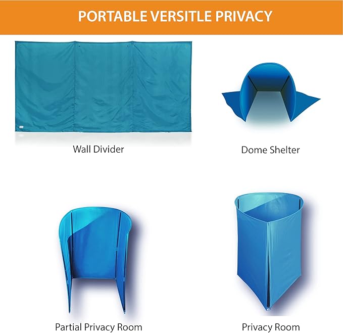 WallUp The Instant Outdoor Privacy Product, Versatile Privacy Tent, Works as a Privacy Screen, Wall Divider, Shelter, and Enclosure, Weather-Resistant, Durable, UV-Treated Cloth, 6' x 12', Aqua