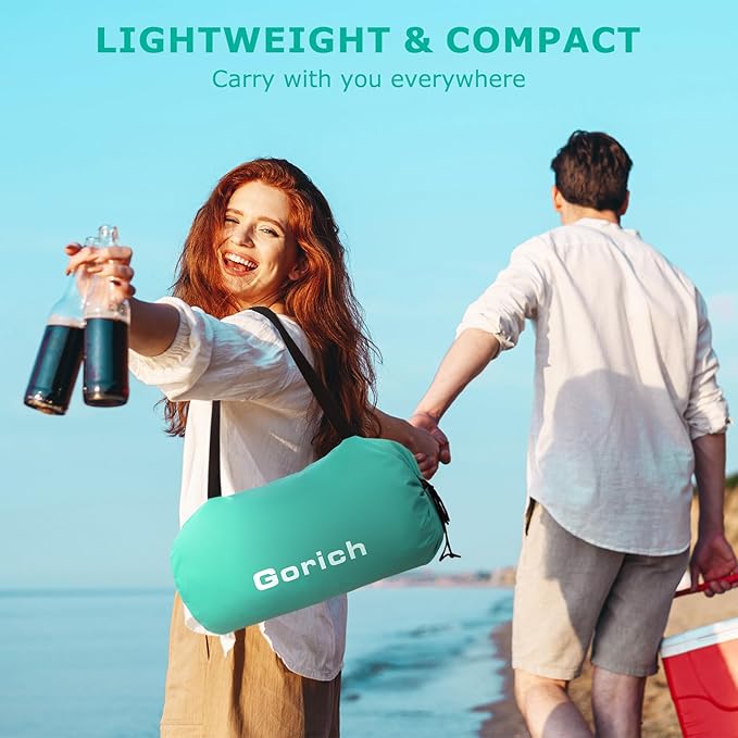 Gorich Portable Beach Tent for 3-7 Person with UPF 50+ UV Protection, Lightweight & Foldable Sun Shelter with 5 Sand Bags, Easy Setup Windproof Beach Umbrella Sun Shade