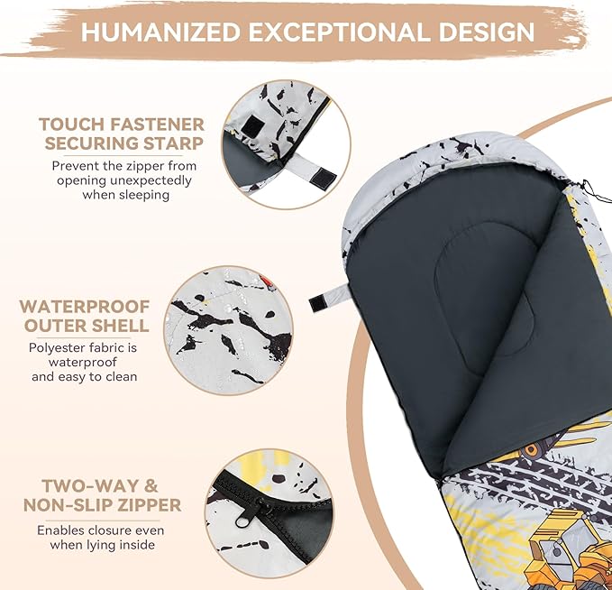 Kids Sleeping Bag for Camping - Lightweight 3 Season Backpacking Sleeping Bag, Compact Child Sleeping Bag for Girls and Boys, Waterproof Youth Sleeping Bag for Outdoor by Croosseoutdoors