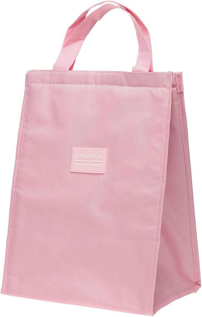 PATIKIL Insulated Lunch Bags, 10"x6"x13" Reusable Bento Bags Thermal Lunch Tote Portable Food Containers Bag for Men and Women, Pink