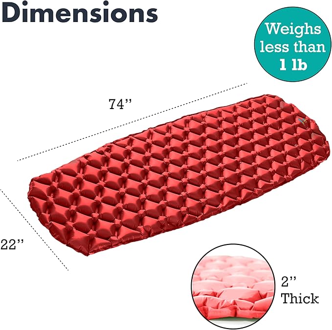 Ultralight Sleeping Mat - Inflatable & Compact Camping Air Mattress for Backpacking, Hiking
