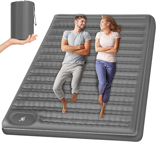 WANNTS Double Sleeping Pad, Extra Thick Ultralight Inflatable Sleeping Pad for Camping, Built-in Pump for Hiking, Airpad, Carry Bag, Repair Kit, Compact & Lightweight Camping pad