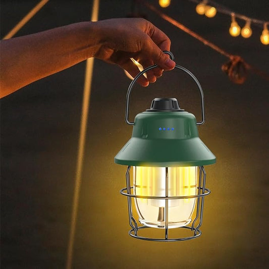 Rechargeable LED Camping Lantern, Mini Retro Portable Waterproof Lantern, 1000LM, 3 Light Modes (2700-6500K) Stepless Dimming Brightness, Hanging Tent Light for Camping, Power Outages