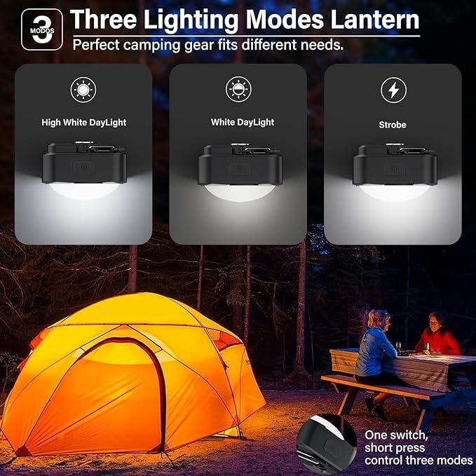 Rechargeable Camping Lights FLY2SKY 4 Pcs Tent Lights Mini Flashlight Portable LED Camping Lantern Survival Gear Camping Accessories for Hiking Backpacking Fishing Hurricane Emergency Outage