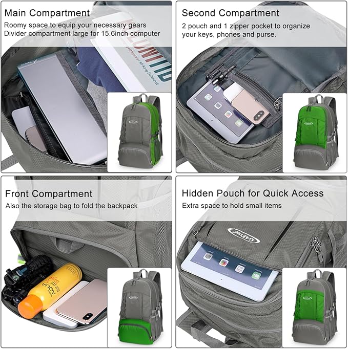 G4Free 40L Lightweight Packable Hiking Backpack, Waterproof Travel Daypack