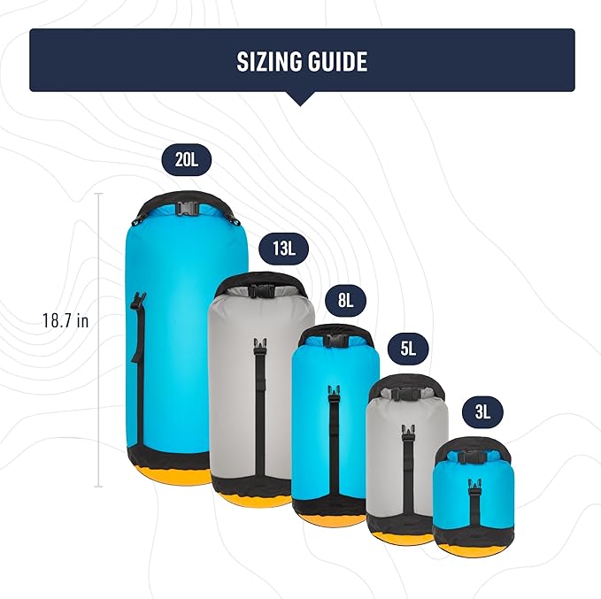Sea to Summit eVac Ultra-Lightweight Compression Dry Bag, Waterproof Dry Storage, 8 Liter, Atoll Blue
