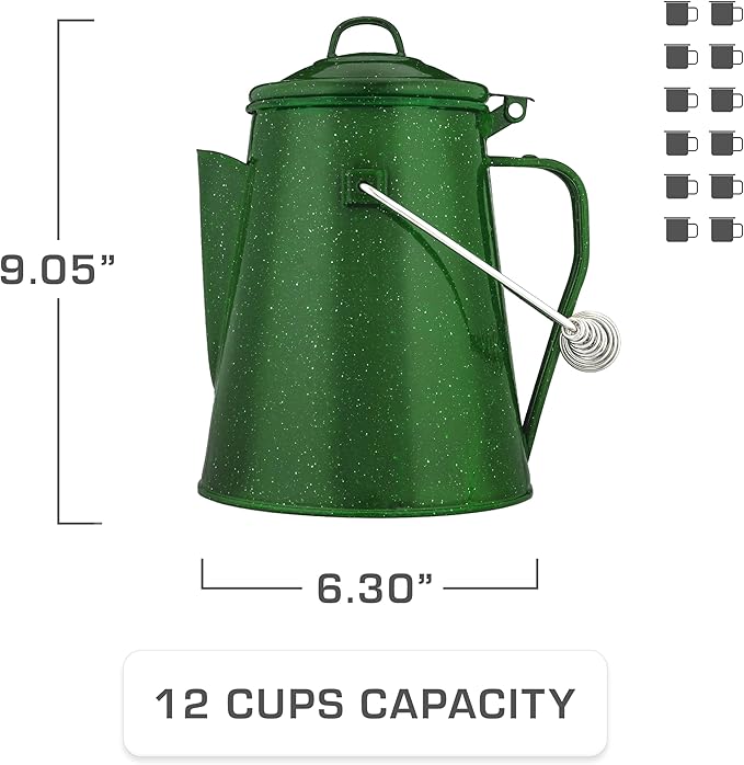 COLETTI Classic Camping Kettle - Tea and Camp Kettle, NO Aluminum or Plastic, Ideal for Boiling Water (Green)