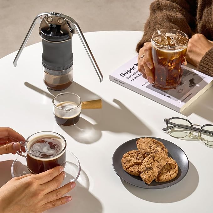 LEVERPRESSO V4 Portable Lever Espresso Maker – Manual Espresso Machine with 51mm Ridgeless Filter Basket, Double Shot, Non-Pressurized, Perfect for Camping & Travel – by HUGH (Pressurized Filter)