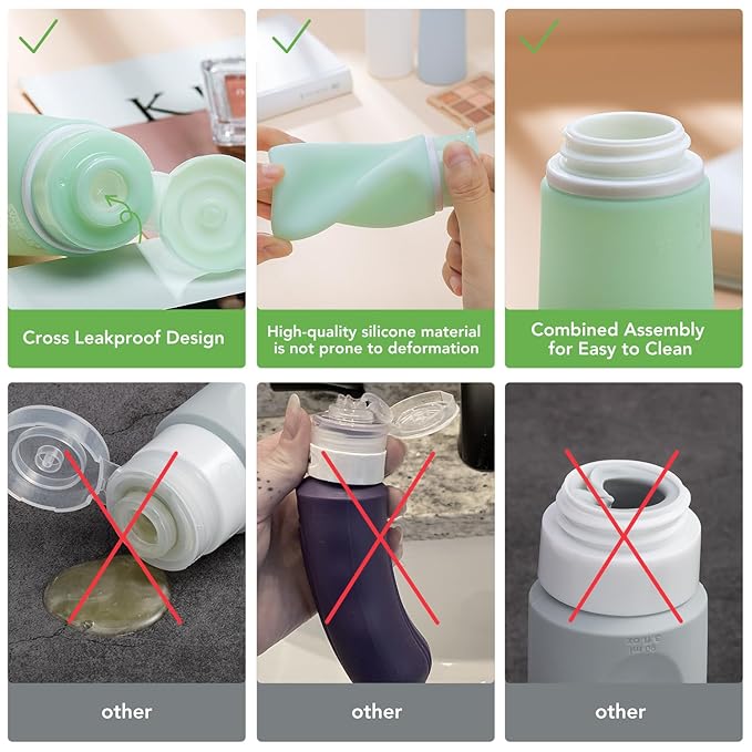 Valourgo 15 Pack Travel Bottles Set, TSA Approved Leak Proof Silicone Travel Containers jar for Toiletries, Shampoo, Lotion Body Washt,Perfume spray bottle，Travel Essentials toiletry Bottles