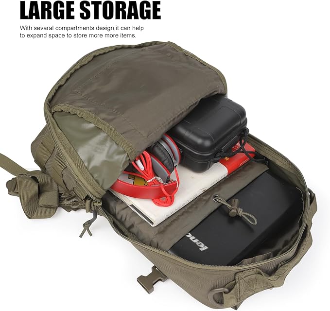 Small Tactical Backpack Military Daypack 12L Molle Bag Rucksack Army Daypack for Outdoor,Hiking,Camping,Travel (Green)