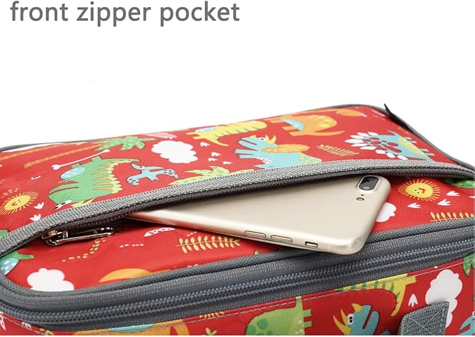 FlowFly Kids Lunch box Insulated Soft Bag Mini Cooler Back to School Thermal Meal Tote Kit for Girls, Boys,Dinosaur&Coconut