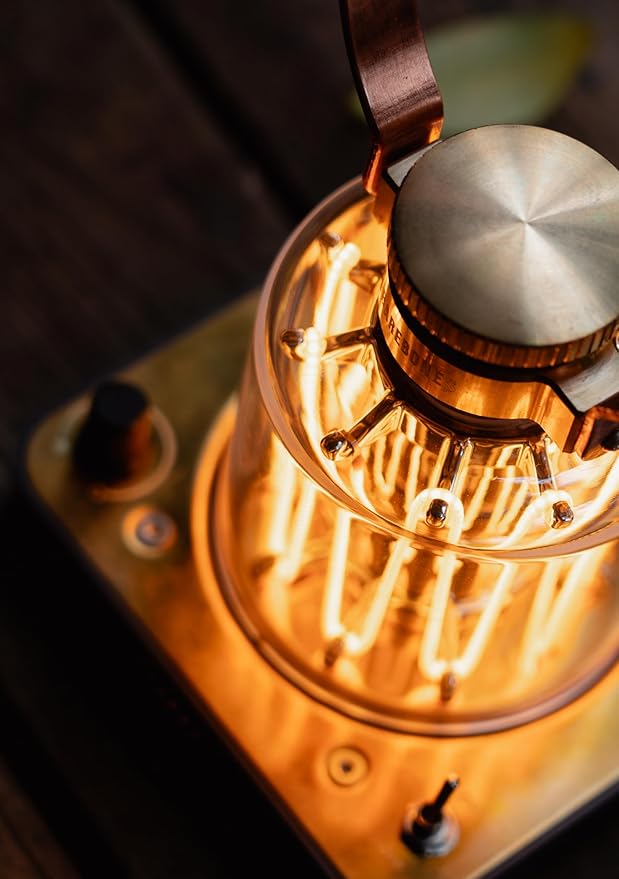 Barebones Block Tower Lantern – Rechargeable LED Lantern with Adjustable Brightness, Candle Flicker Mode, Brass & Copper Finish, Portable Light for Indoor and Outdoor Use