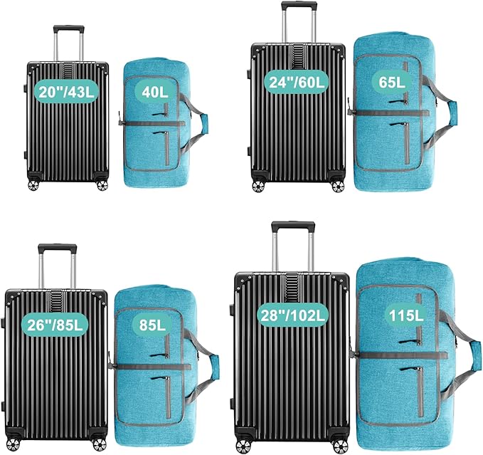 Dimayar 85L Travel Duffle Bag for Men Women - Foldable Duffel Bag with Shoes Compartment - Overnight Bags Waterproof & Tear Resistant(Mint Green)