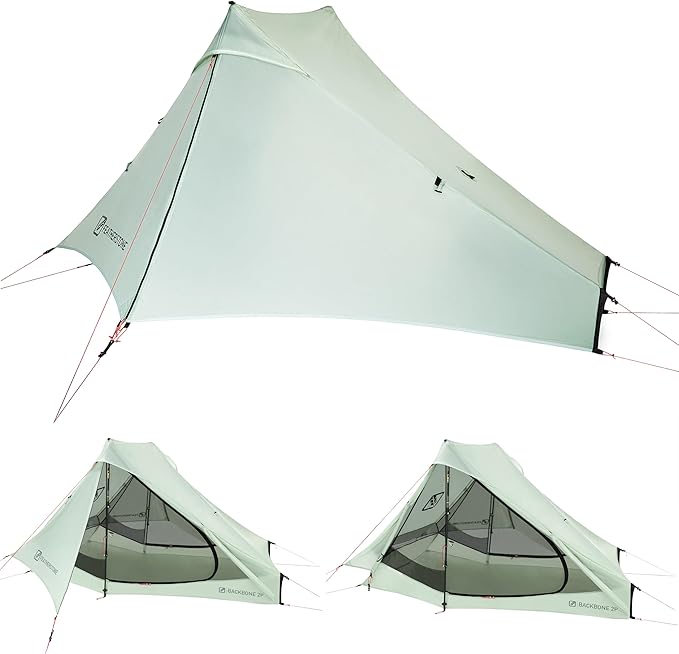 Featherstone Backbone Ultralight Tent for Backpacking, Camping, Thru Hiking - Trekking Pole Backpacking Tent - Waterproof, Single-Wall, Durable Shelter - Compact, Light, & Easy to Carry