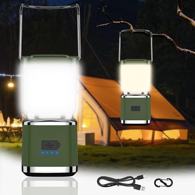LED Camping Lantern, 1000 Lumens Camping Lantern Rechargeable with 4 Light Modes, Waterproof, Camping Essentials, Mini Lantern Flashlight for Camping, Hurricane, Emergency, Hiking, Power Outages