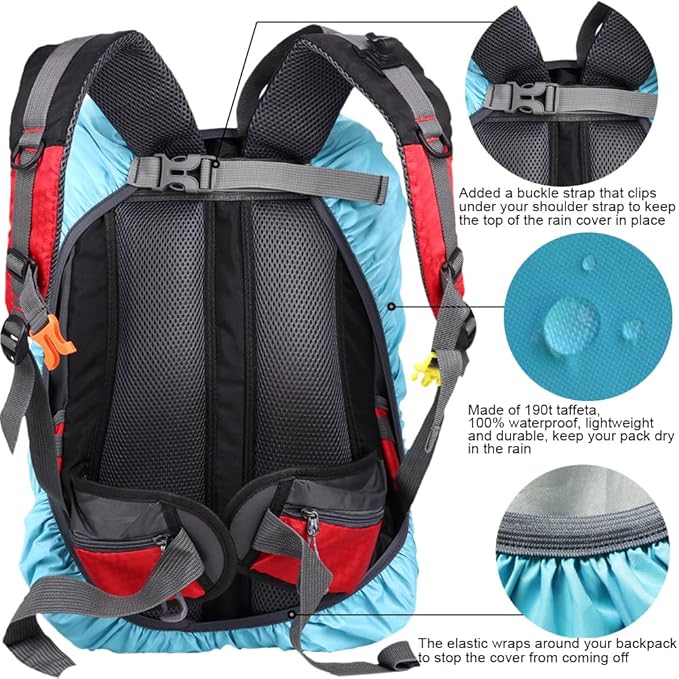 Waterproof Backpack Rain Cover with Anti Slip Buckle Strap for Camping, Hiking, Traveling, Hunting, Biking, 15-80L