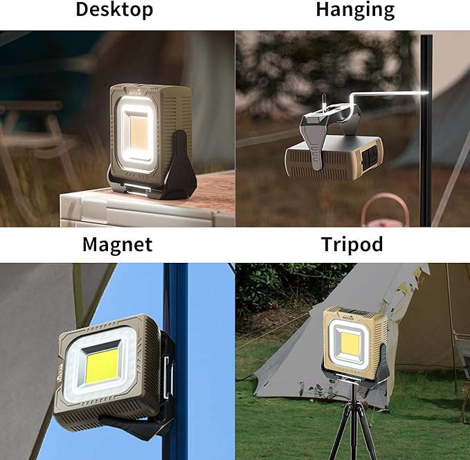 WARSUN Rechargeable LED Camping Lantern Mini Tripod Work Light 6 Modes, 1000 LM High Lumens Portable Magnetic Flashlight,Lightweight Tent Light, for Camping, Repair, Emergency