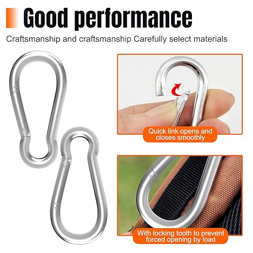 36PCS 4" Heavy Duty Carabiner Clip, M10 Galvanized Steel Spring Snap Hook, Quick Link Keychain Carabiner for Swing Set Camping Hiking Gym Traveling