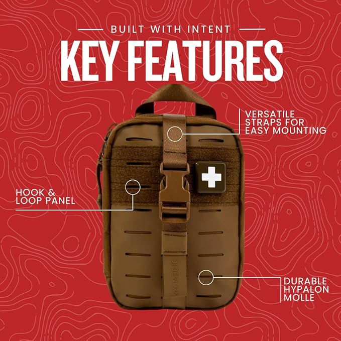 My Medic MyFak Mini Pro First Aid Kit - Small and Lightweight for Camping Hiking and Backpacking - 70 Items IFAK with Tourniquet - HSA/FSA Eligible Great for Travel - Coyote