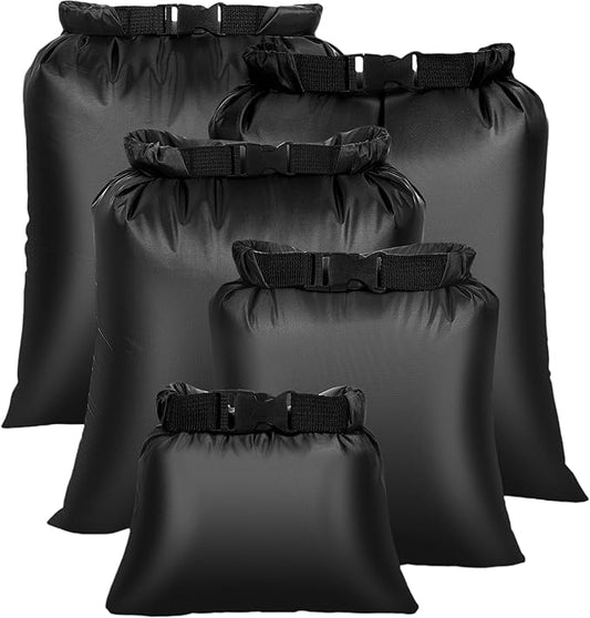 Dry Bags Waterproof Set, 5 Packs Ultralight Waterproof Bags Small Stuff Sack Water Proof Bag Dry Packs, Outdoor Dry Bag Keep Gear Dry for Backpacking Hiking Boating Camping Travel (5 Pack - Black)