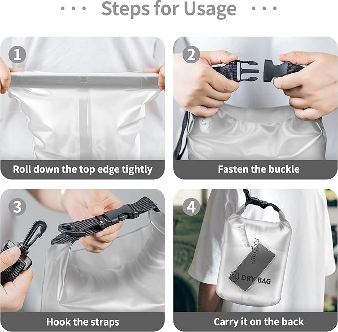 Waterproof Dry Bag - Roll Top Transparent Storage Bag,2L/5L/10L/20L,Suitable for Traveling, Swimming, Kayaking, Camping, Fishing, Rainy Day Trips