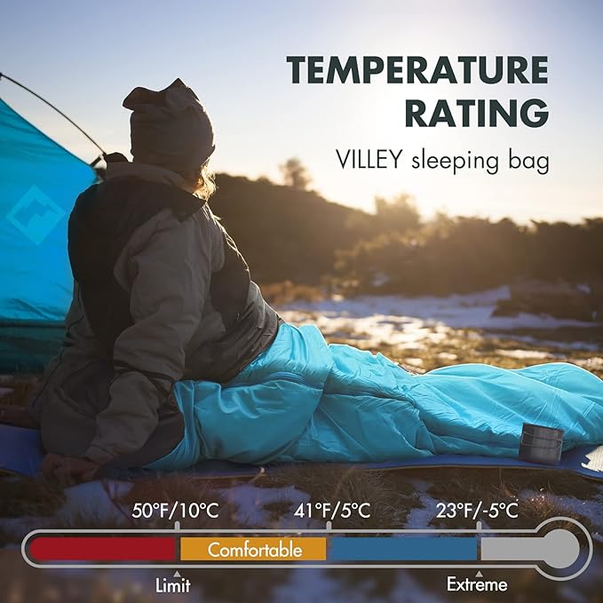 VILLEY Mummy Sleeping Bag, Lightweight Backpacking Sleeping Bag for Adults & Kids, Camping Hiking Equipment for 3-4 Seasons