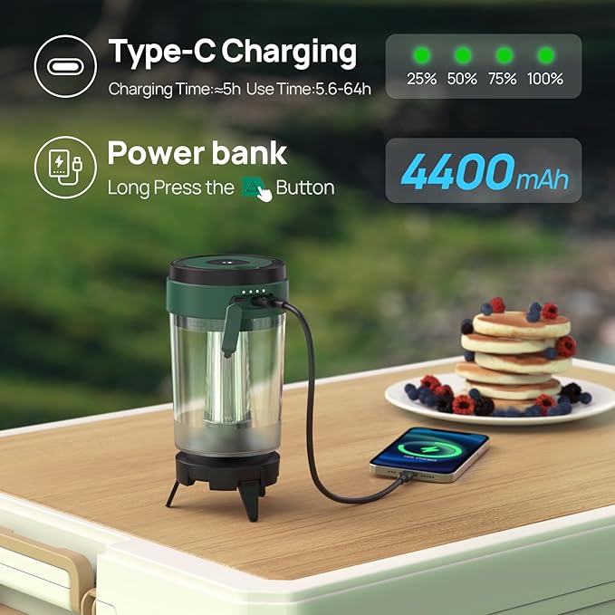 Consciot LED Camping Lantern, USB-C Rechargeable, 5 Light Modes 3 Color Temperatures 4400mAh Battery | Disassembly Free Design & Magnetic | Dimmable Flash Light & Night Light for Indoor and Outdoor