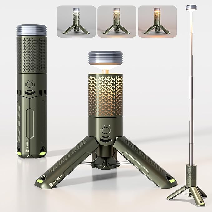 YOUKOYI Camping Light with Telescopic and Collapsible Portable Night Light 10500mAh Battery Magnetic Base Flash Light, IP67 Waterproof Lantern for Hiking Camping Adventure Emergency Lighting
