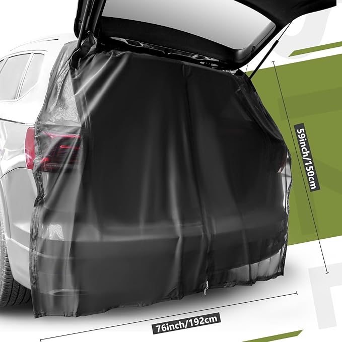 Yahenda 5 Pcs Car Camping Tailgate and Window Shades Set Car Camping Net Screen for Windows Stretchy Front Rear Sun Shade Breathable Stretch Window Screen for Privacy Mosquito(L)