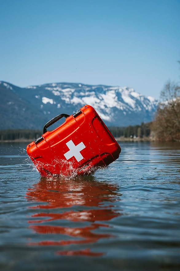NANUK 920 Waterproof First Aid Box Empty – Durable, Medical First Aid Organizer Case, IP67-Rated, Dustproof, Impact-Resistant, and Floats (7.4" x 4.9" x 3.1") – Red