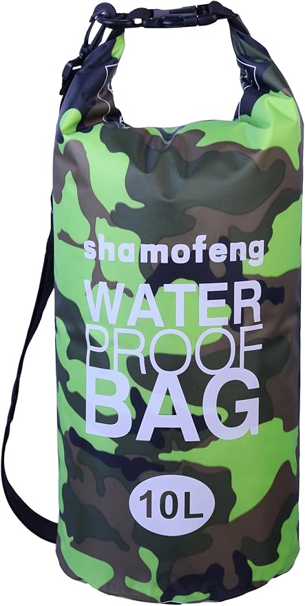 Waterproof Dry Bag Combo 5-30L Roll Top Dry Storage Bag Backpack for Kayaking Boating Beach Camping Travel Fishing, w/Phone Case & Collapsible Water Bottle & Sunglasses & Ear Band,Green 10L