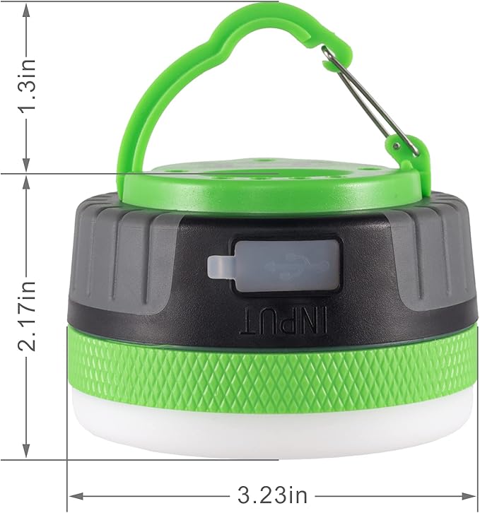 LIT-PaTH LED Camping Lantern, Rechargeable Light with Magnet Base, 2200 mAh, Survival Kit for Emergency, Hurricane, Outage, Medium Green, 1 Pack