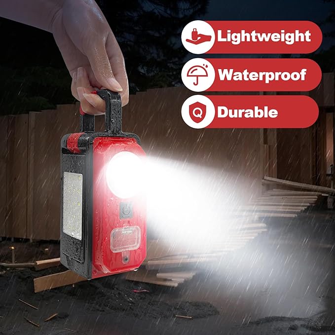 SYLSTAR 3000LM Rechargeable Camping Light, Battery Powered Camping Lantern with 4 Light Modes, Powerbank, Magnets, Hook, IPX5 Rotatable Work Light for Power Outages Emergency Garage