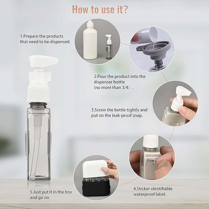 Bpluma Travel Bottles, Leak Proof Containers For Toiletries TSA Approved Airplane Accessories Kits For Liquid With Labels