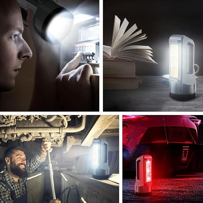 ErayLife Rechargeable LED Lantern, Camping Essentials, LED Flashlight Spotlight Lantern with 6 Light Modes, IPX4 Waterproof, Portable Bright Camping Light for Emergency, Outdoor Hiking, Power Outages