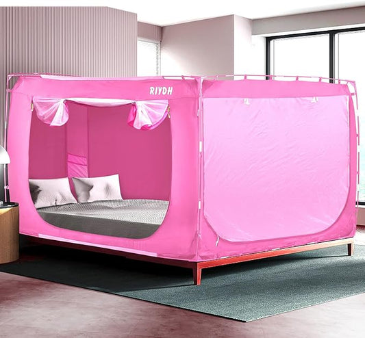 Bed Tent Bed Canopy King Size Tents for Adult and Kids- Original Design Portable Dream Tent Indoor Sleeping 80% Blackout with 3 Doors Breathable Big Space Tents