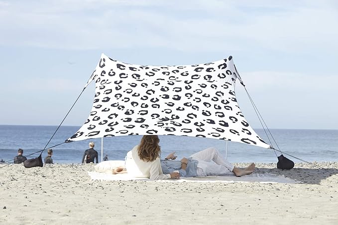 Neso Tents Beach Tent with Sand Anchor, Portable Canopy Sunshade - 7' x 7' - Patented Reinforced Corners (Leopard)