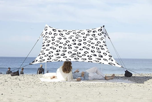 Neso Tents Beach Tent with Sand Anchor, Portable Canopy Sunshade - 7' x 7' - Patented Reinforced Corners (Leopard)