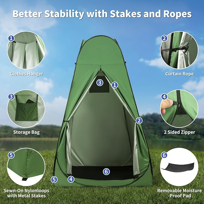 Pop Up Privacy Shower Tent, Outdoor Portable Changing Tent Camping for Camping Beach Toilet Shower Bathroom Changing Room Sun Shelter with Window with Carry Bag