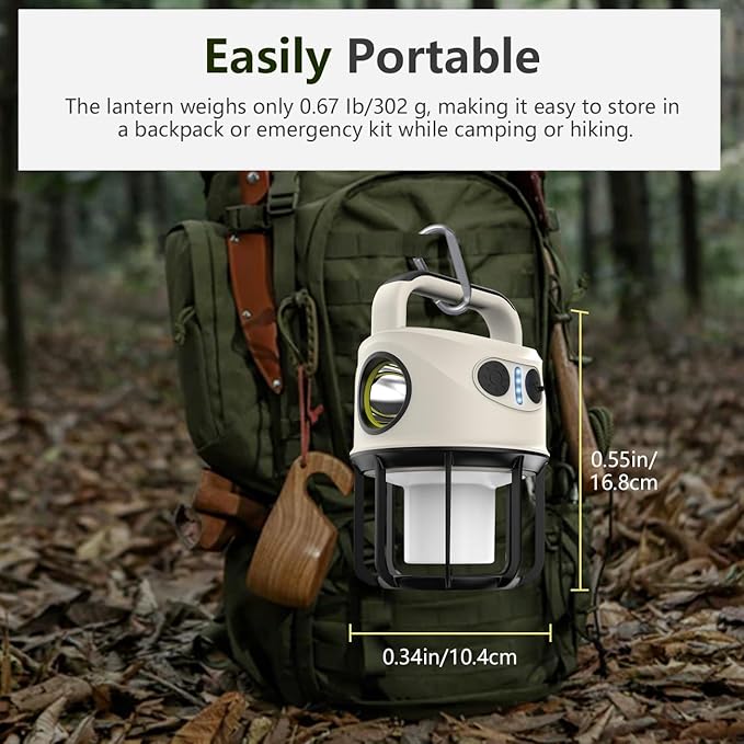 LED Camping Lantern Rechargeable, Portable LED Battery Powered Camping Light, Waterproof Tent Light with 6 Light Modes, 2400mAh Power Bank Lantern Flashlight for Hiking, Hurricane Emergency