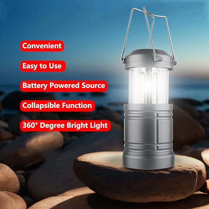 LED Camping Lantern ,Battery Powered Hanging Lanterns for Camping Hiking,Hurricane ,Power Outages,2-Pack