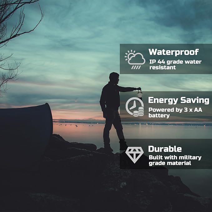 Lichamp Collapsible LED Camping Lantern, Portable Lightweight Waterproof LED Flashlight, 4 Light Modes, Survival Kits for Indoor Outdoor Home Emergency Power Outages Hiking Hurricane, 4 Pack, Medium