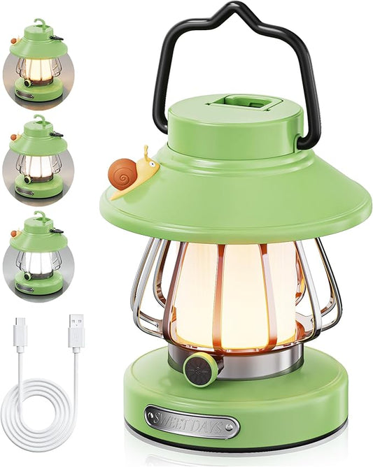 HOMY New Gear lamp for Kids Set Toddler Flashlight Convenient LED Light Rechargeable Battery Operated Outdoor Indoor Essentials Table Portable Night Light Green Gift Electric Camping Lanterns Snail