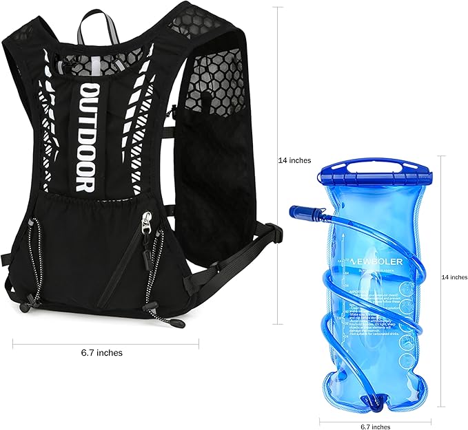 5L Hydration Backpack for Women and Men - Lightweight Running Vest with 1.5L Water Bladder, Water Backpack for Hiking, Running, Biking, Cycling and Rave, Adjustable Straps