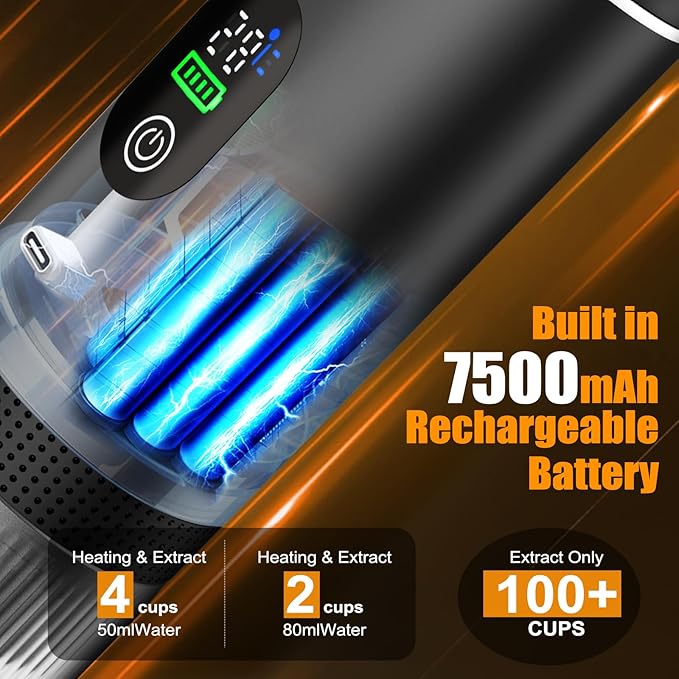 Portable Espresso Machine for Hiking Smart Display, 20 bar Mini Travel Coffee maker, Expresso Coffee Machines with USB-C,3-in-1 Car Coffee Maker Self-Heating, Ground Coffee & Capsule(Ns&DG)