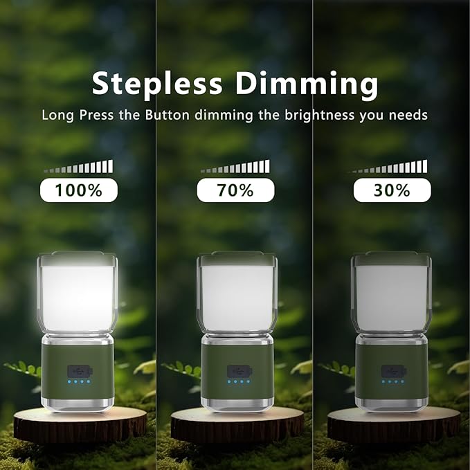 Small Camping Lantern Rechargeable -4inch, 2000LM LED Camping Lights Lantern with Redlight&20Hours Runtime& Stepless Dimming, Hurricane Emergency Lights for Power Outages, Waterproof Camping Lamp,2pcs